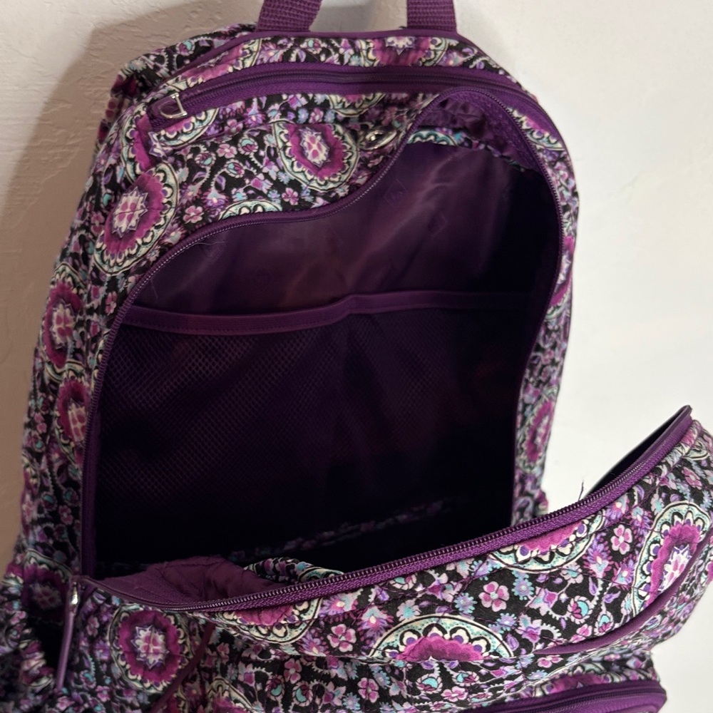 Vera Bradley Floral Purple Backpack As Is Condition VB9420 - Picture 9 of 11